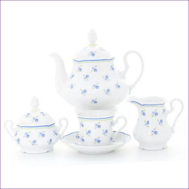 Leander Mary Ann te-sæt med blå blomster