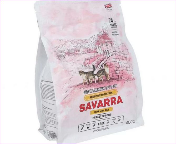 SAVARRA kattefoder til følsom fordøjelse, med lam og ris